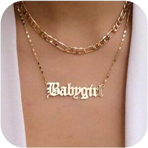 Gold Figaro Necklace Chain for Women Layered Pendant Jewelry Tangle-Free